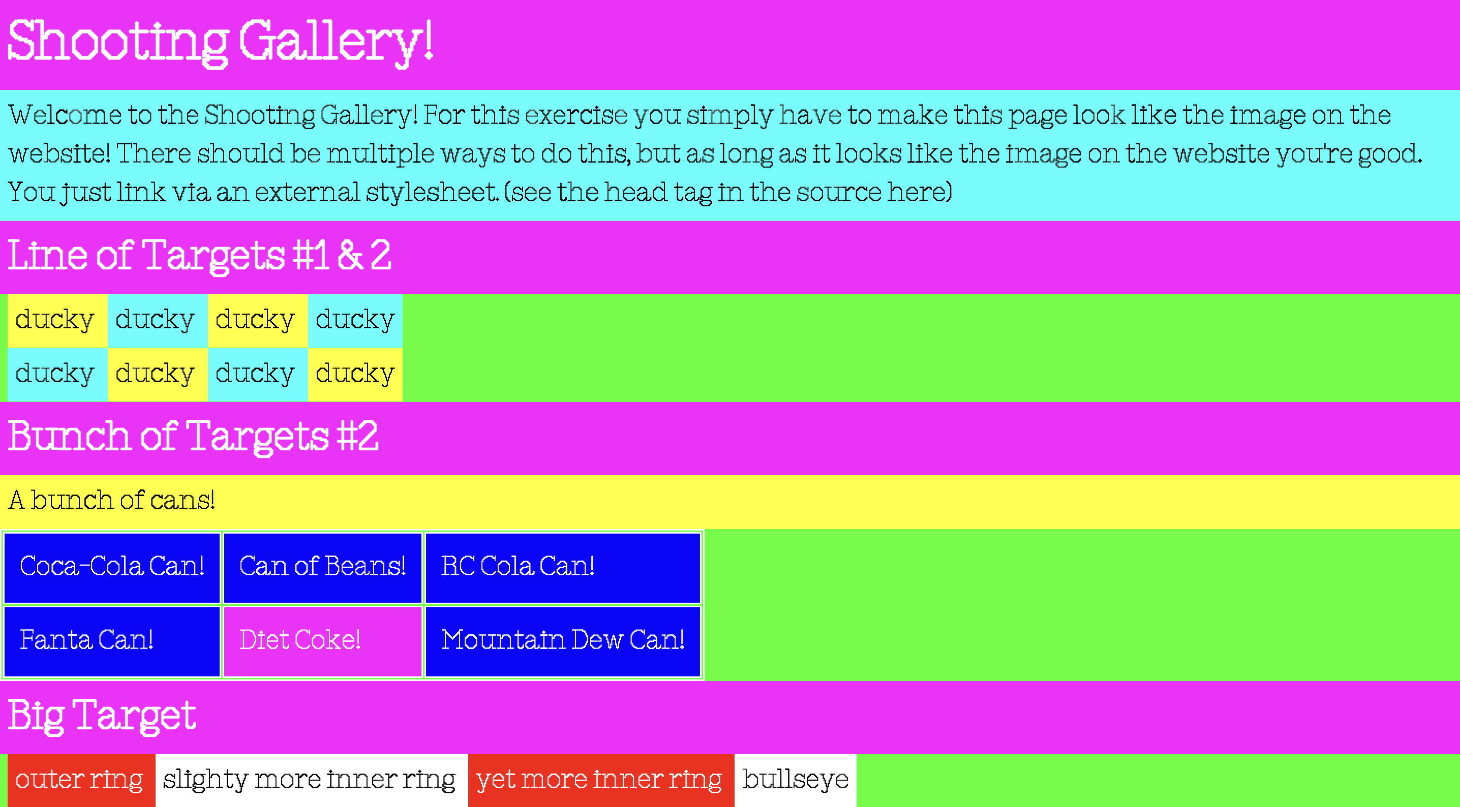 an image of the website you have to recreate for homework